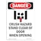 Signmission OSHA Danger Sign, Crush Hazard Stand, 5in X 3.5in Decal, 10PK, 3.5" W, 5" L, Portrait, PK10 OS-DS-D-35-V-1820-10PK - alternate 1